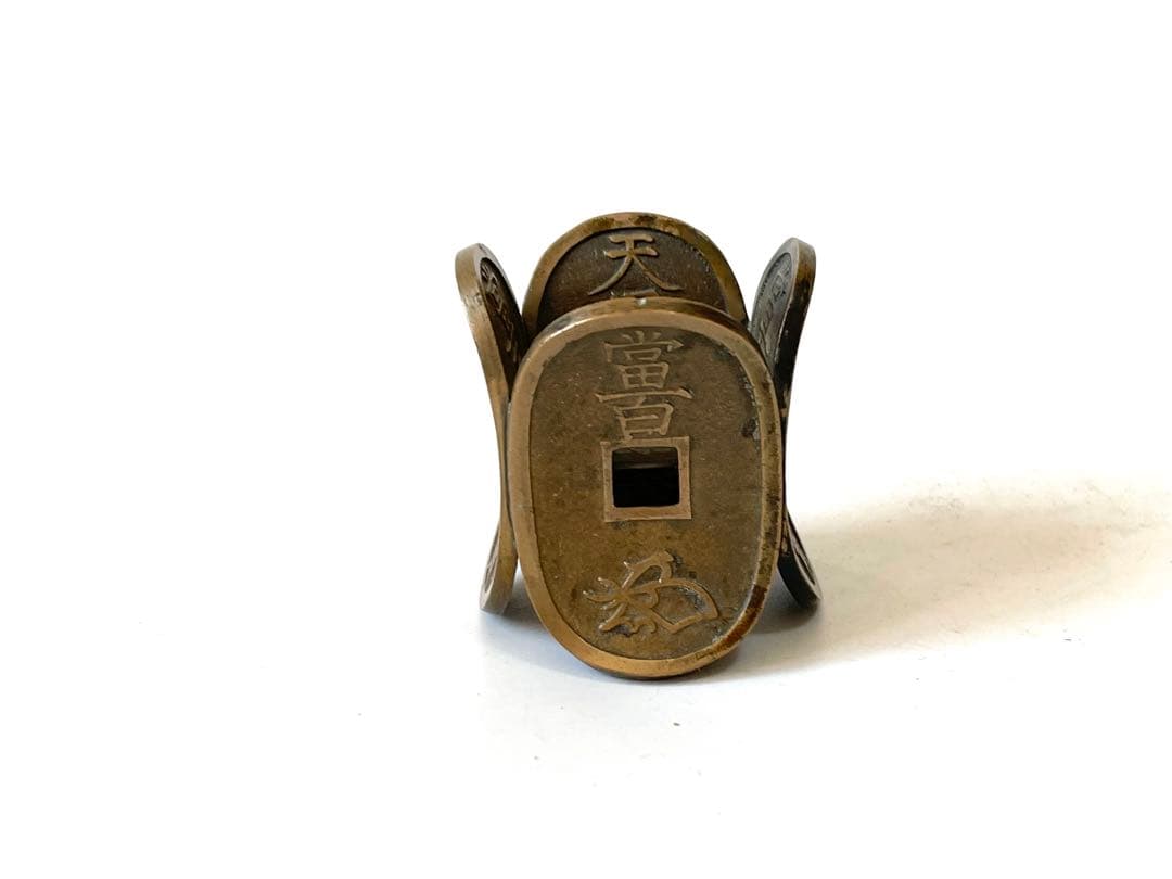 骨董　アンティーク　塩津親次　天保通宝　蓋置　寛永通宝　茶道具　共箱　嘯月堂