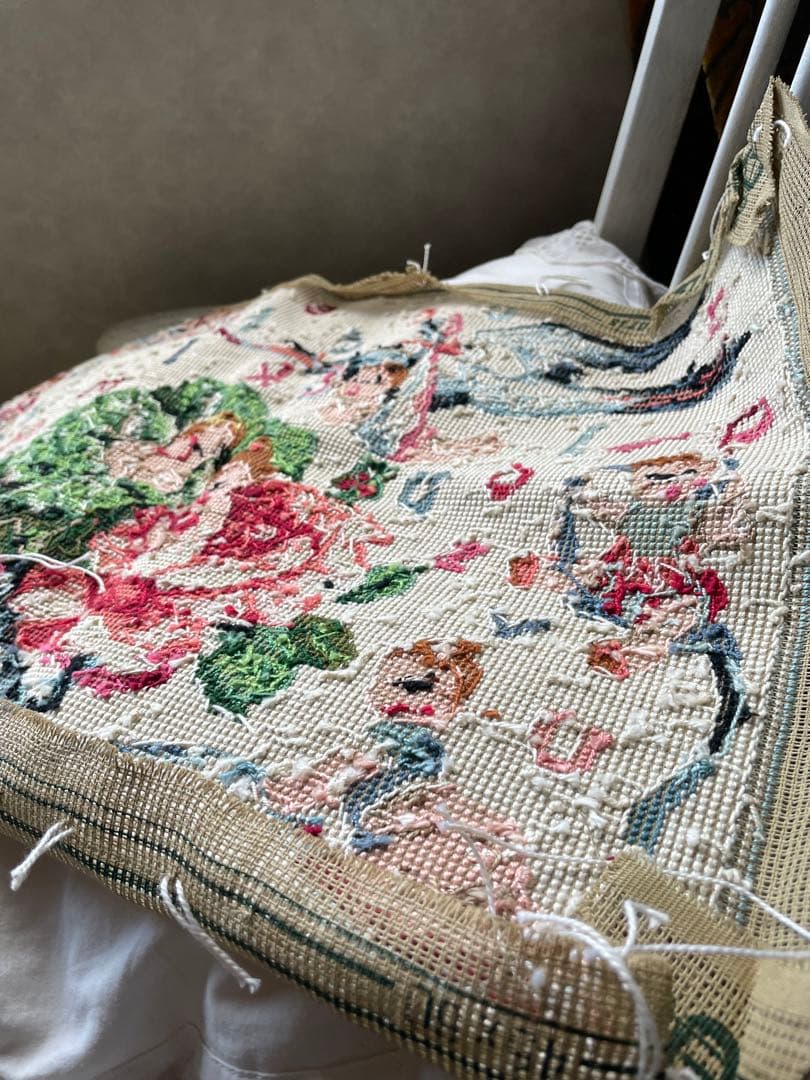 アメリアンティーク　サンプラー　アルファベット　刺繍　プチポアン　レア