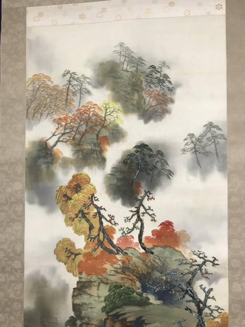 【真作】超遊/渓山秋景図/秋景山水図/山水図/掛軸/名家伝来/AB-769
