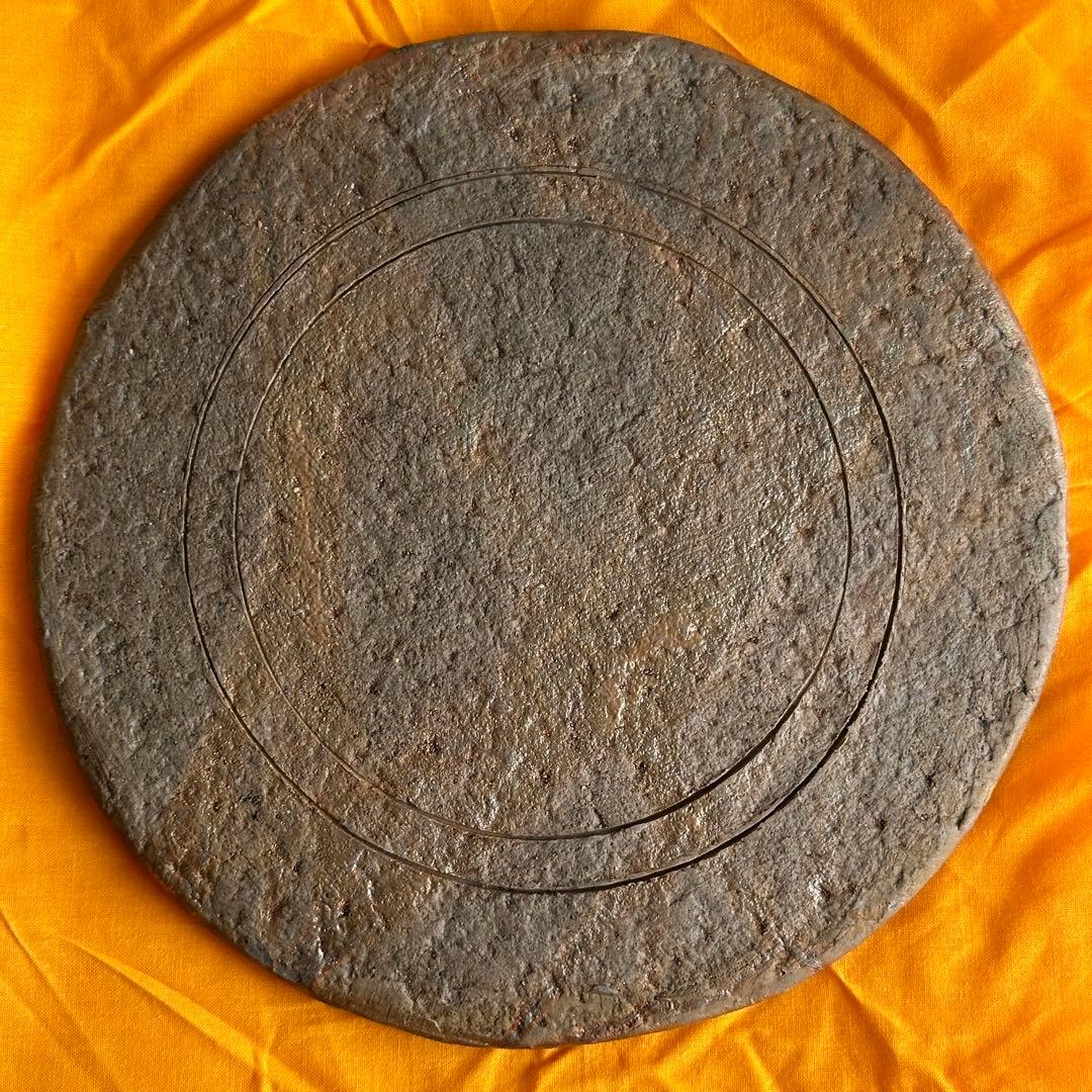 堀江英城 備前 皿 タタキ皿 牡丹餅 緋襷 共箱