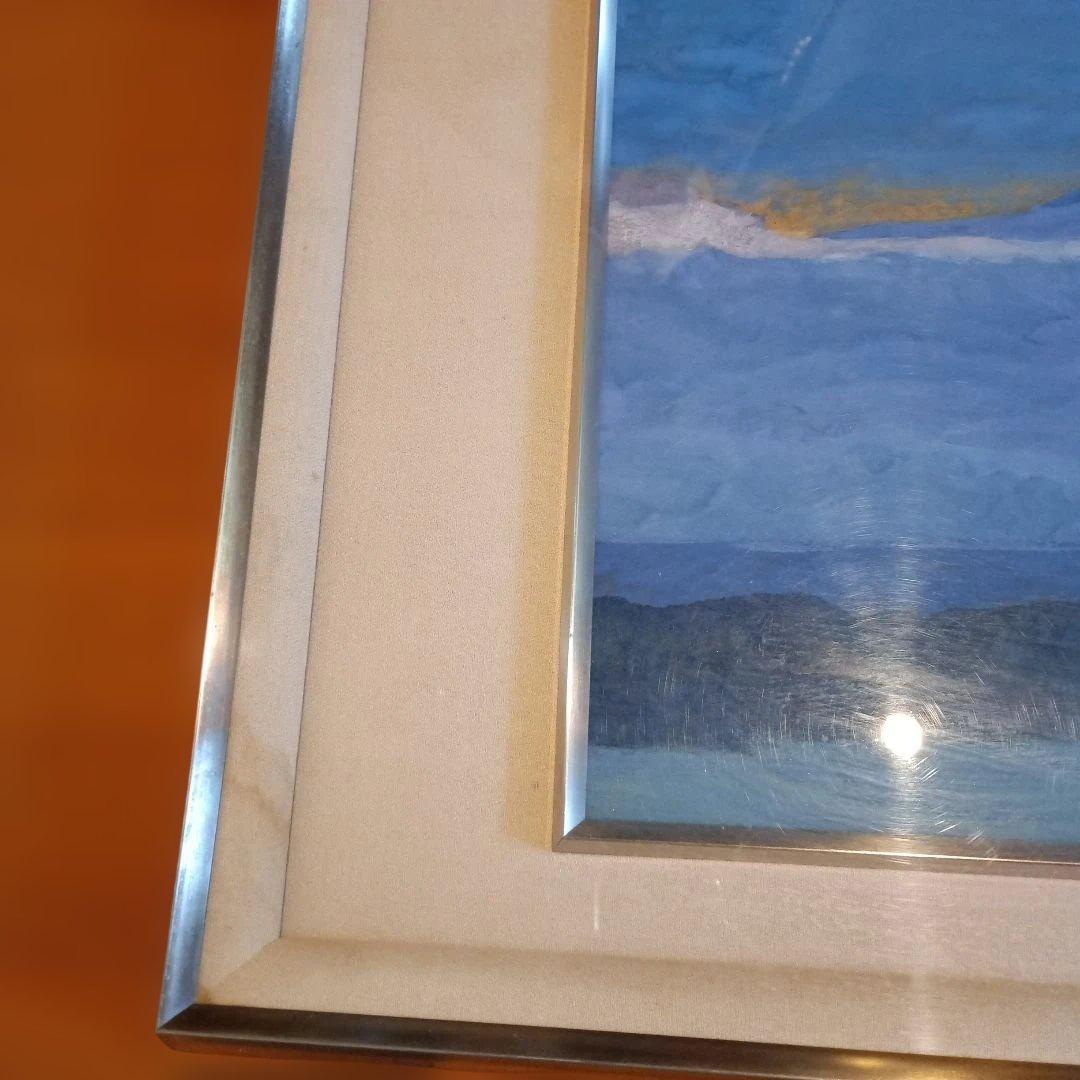 富士山と湖　 日本画 アルミフレーム　辰雄