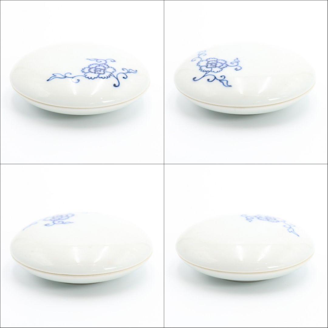 二代 諏訪蘇山作 染付牡丹香合 共箱 茶道具　C156　1F14