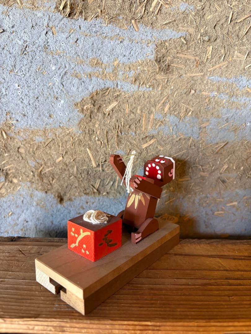 廃絶希少！奈良井宿藤屋土産物店 中西康二【からくり人形 蕎麦食い猿】郷土玩具