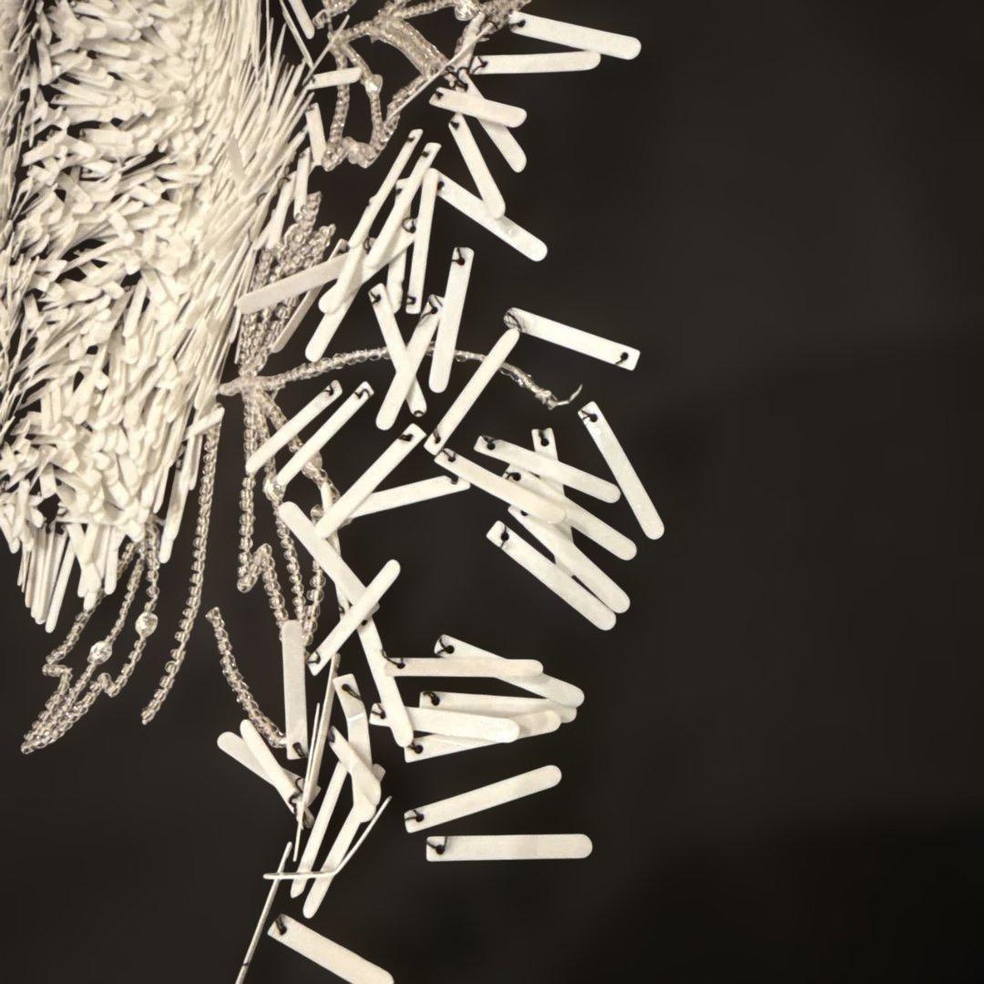 LANVINランバン フラワー刺繍 ビーズ ひざ丈ワンピース 個性的