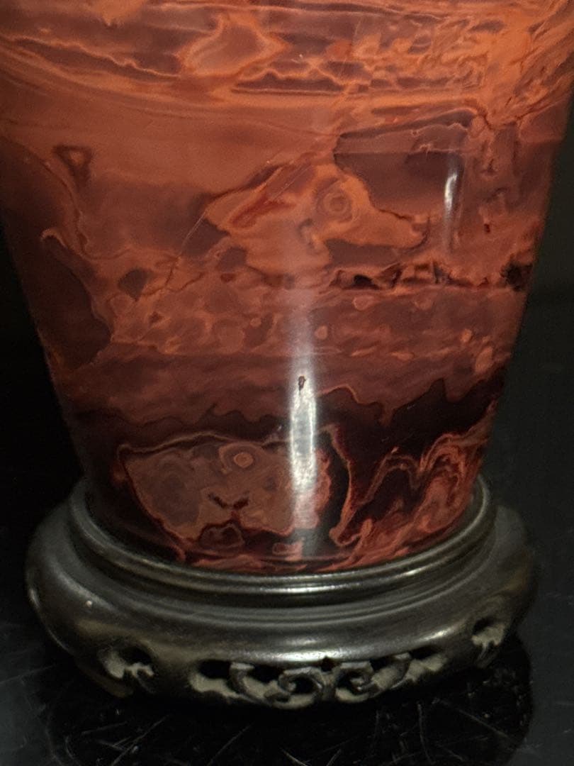 中国古玩 乾隆硝子 ガラス 練上 マーブル 花瓶