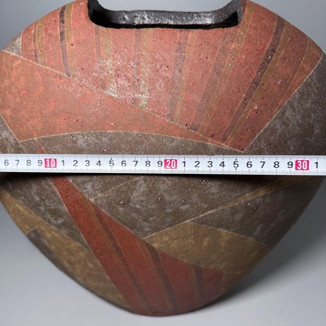 石原祥嗣　本人作　「暗泥彩花器」　高さ39cm 共箱　エントランス　オブジェ