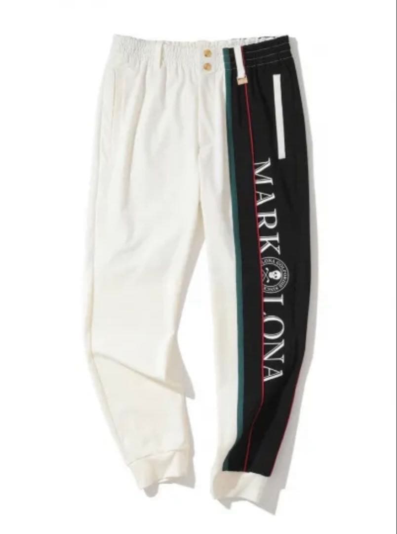 マークアンドロナ 2024年 ジョガーパンツ サイドロゴ ホワイト ゴールド金具