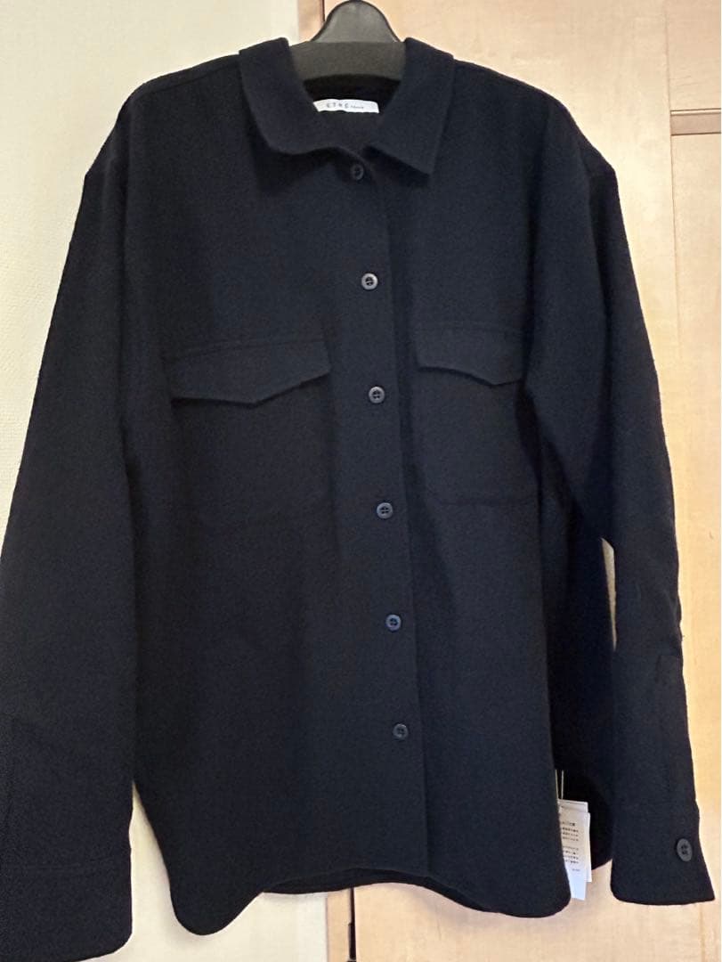 今期新品　ETRE TOKYO ウールツイルオーバーサイズシャツ　ネイビー