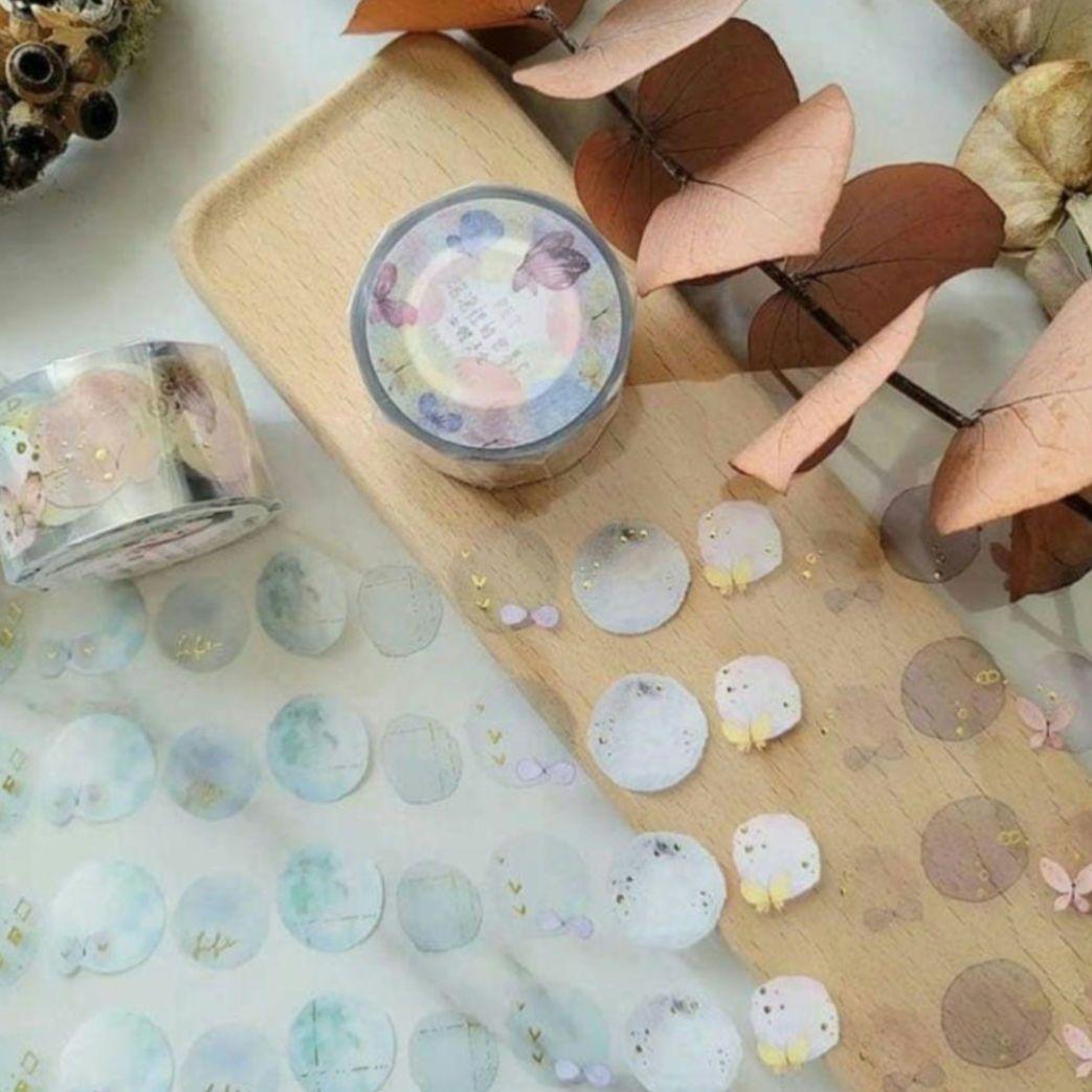 海外 仙女丸 PETマスキングテープ バブル ちょうちょ 箔押し