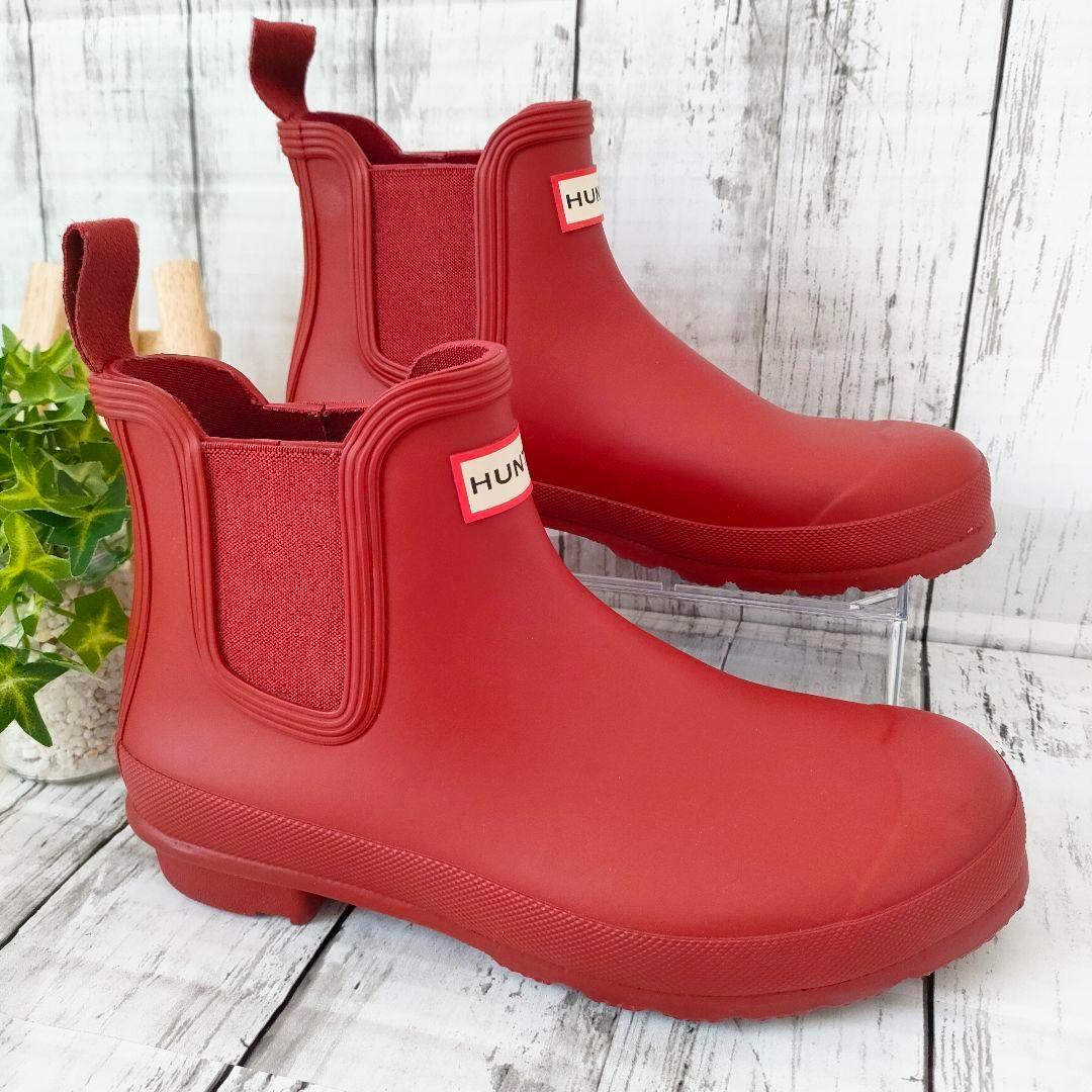 ほぼ未使用 ハンター HUNTER レインブーツ サイドゴア ショート丈 UK6