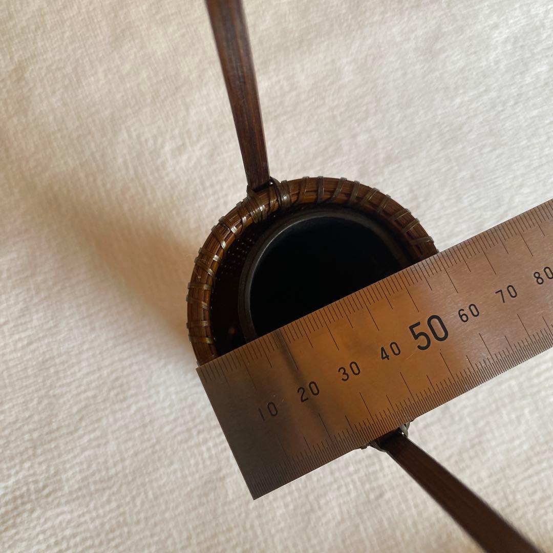 希少✨茶花　花入　竹細工　林真光　在銘　竹編手付　花籠　茶道具　華道具　花器