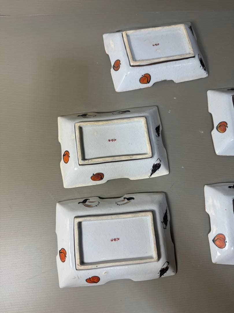 2374  九谷焼　角皿　5客　時代物