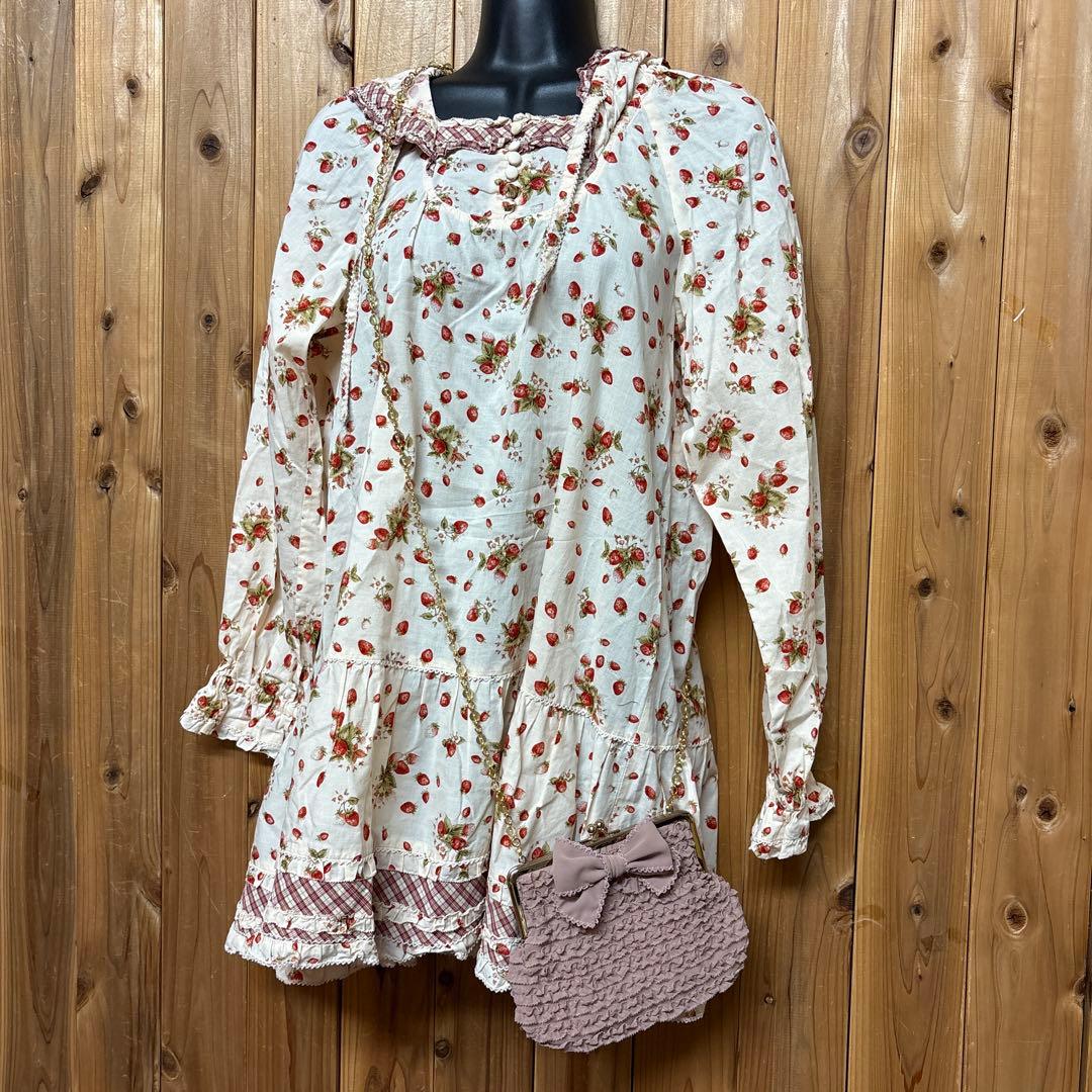 kazu☆カネコイサオ 総ピコフリルがま口ポシェット/ベージュバッグ2点