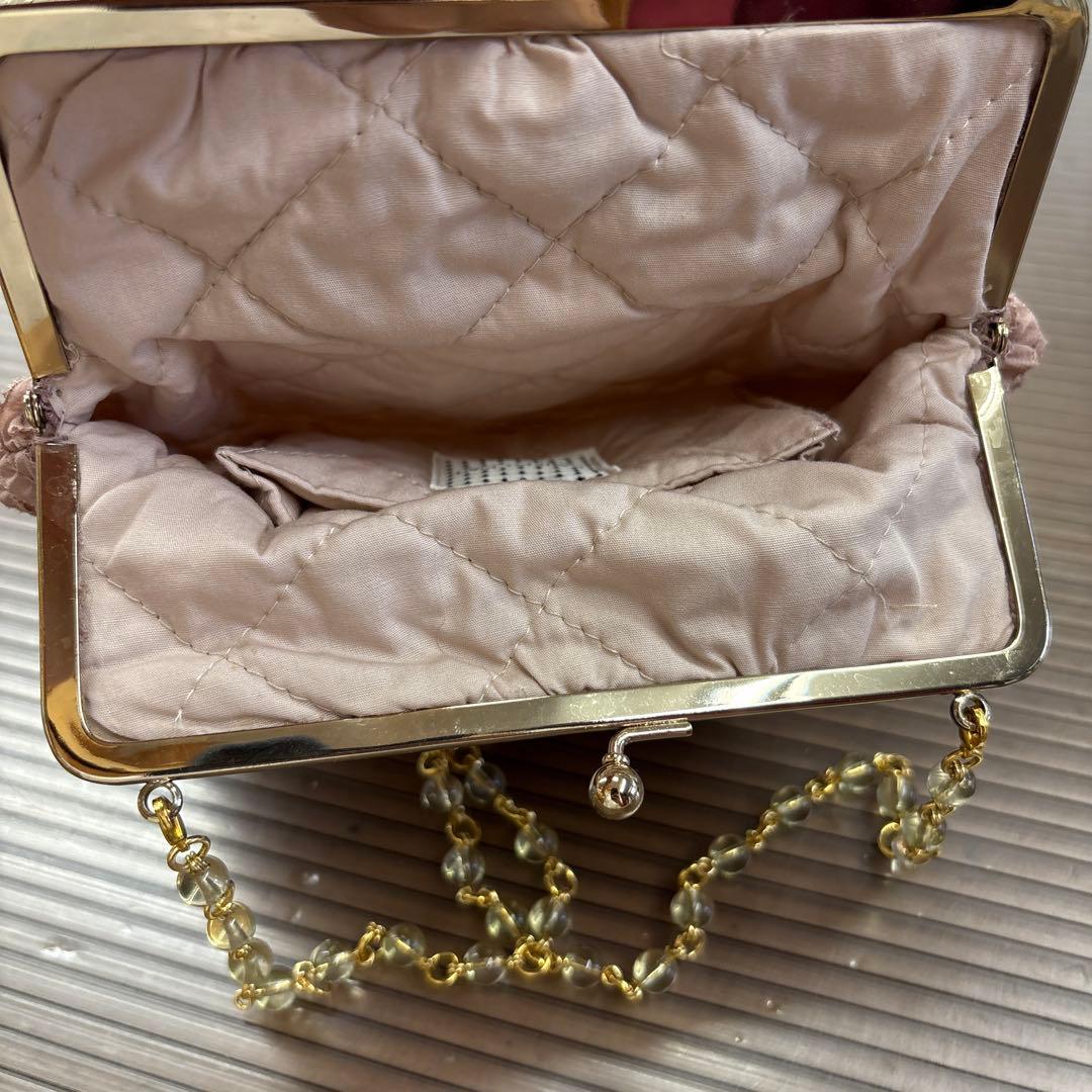 kazu☆カネコイサオ 総ピコフリルがま口ポシェット/ベージュバッグ2点