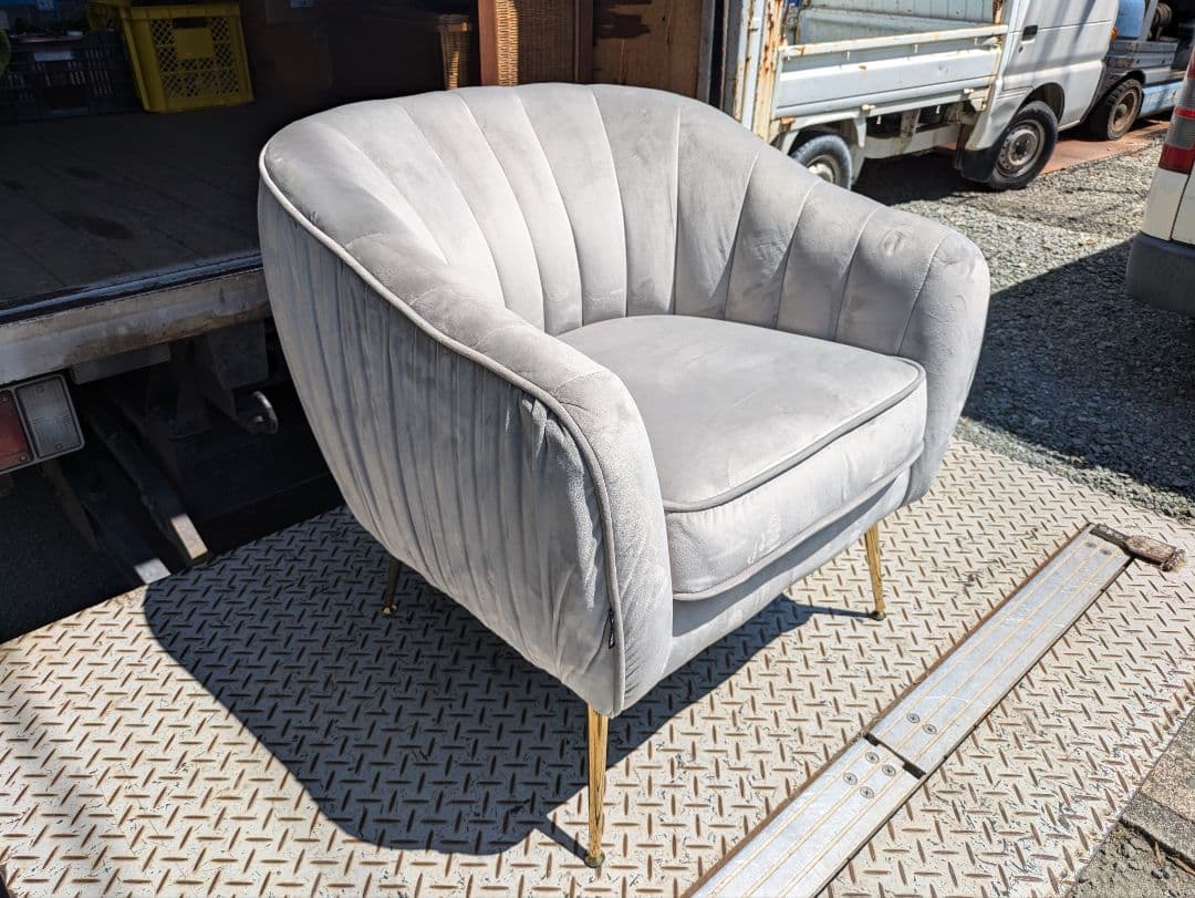 Altrobene/1人掛けソファー/ベルベットソファ/グレー