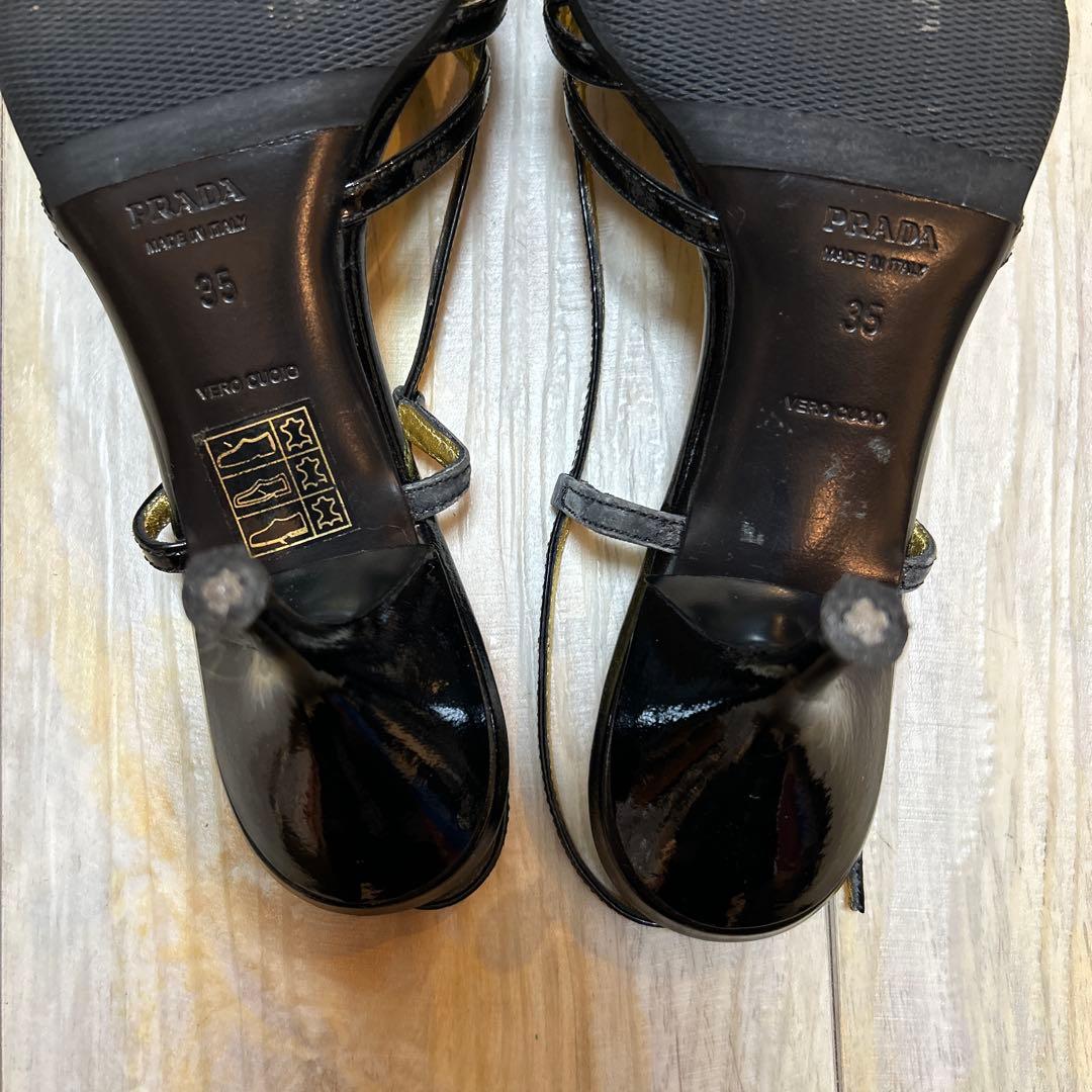 PRADA プラダ　ミュール　35 ブラック　エナメル