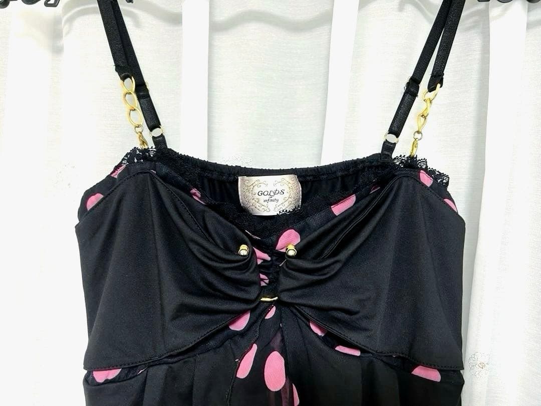 GOLDS♡初期デザイン♡ドット柄キャミトップス♡2点セット♡ブラック×ピンク