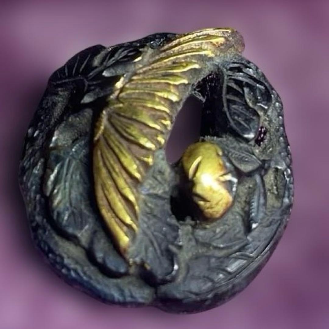 刀装具　2種2個　　武具　　目貫　　江戸時代　骨董　古道具