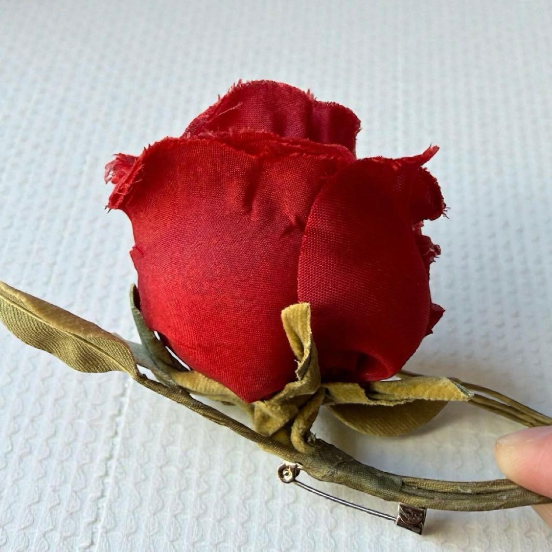 希少　カネコイサオ　ヴィンテージ　ローズコサージュ　２点セット　リボン　赤白