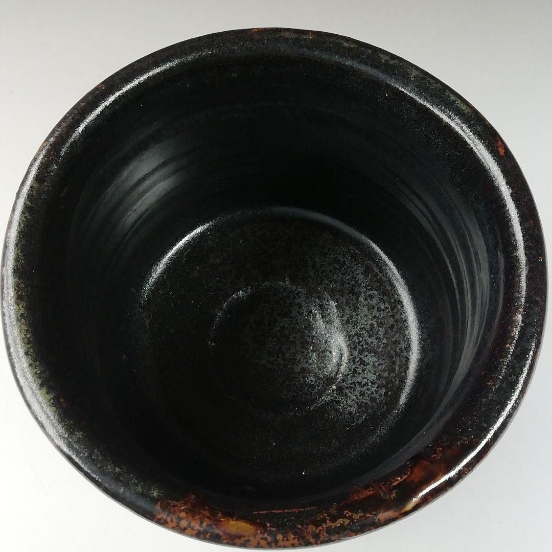 Ｔ５７４　茶碗　『黒織部　茶碗』『白倉窯　伊村彰介』　共箱　抹茶碗　茶道具