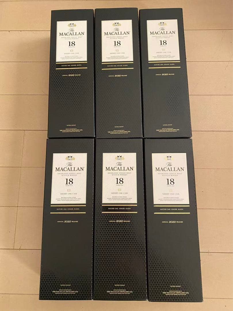 MACALLAN マッカラン 18年 シェリーオーク 700ml空瓶 6本 空箱