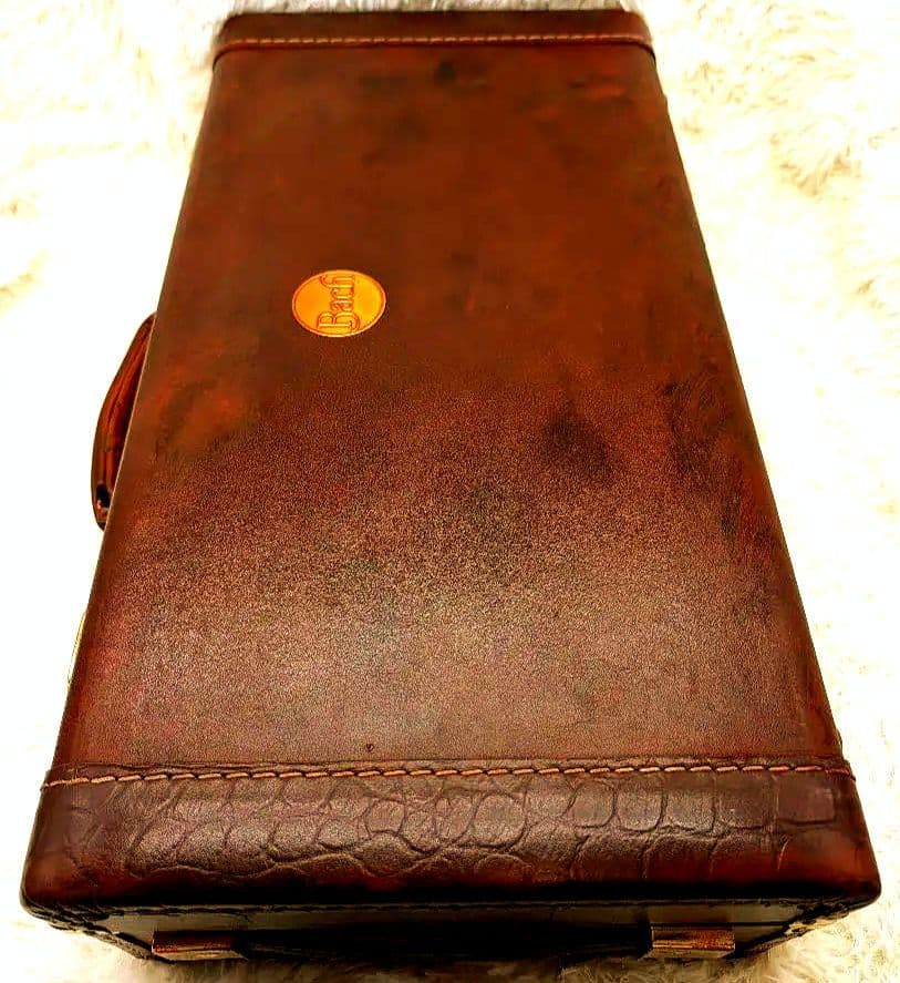 500円値下●Bach バッグ 本革風 希少トランペットシングルケース ブラウン