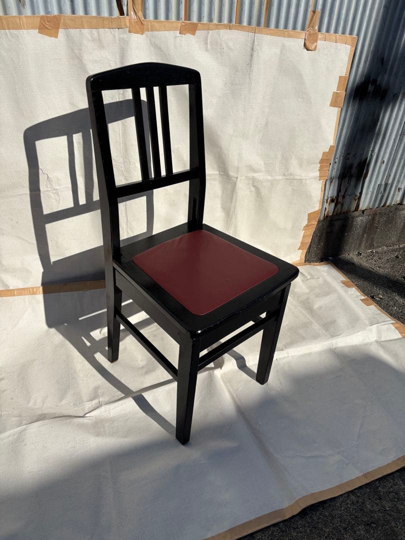 背もたれ付きピアノ椅子　足部フェルト付き　比較的きれい　NT