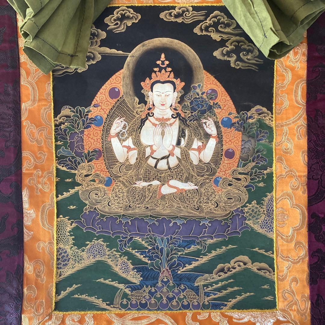 ホワイトターラ　菩薩　タンカペイント