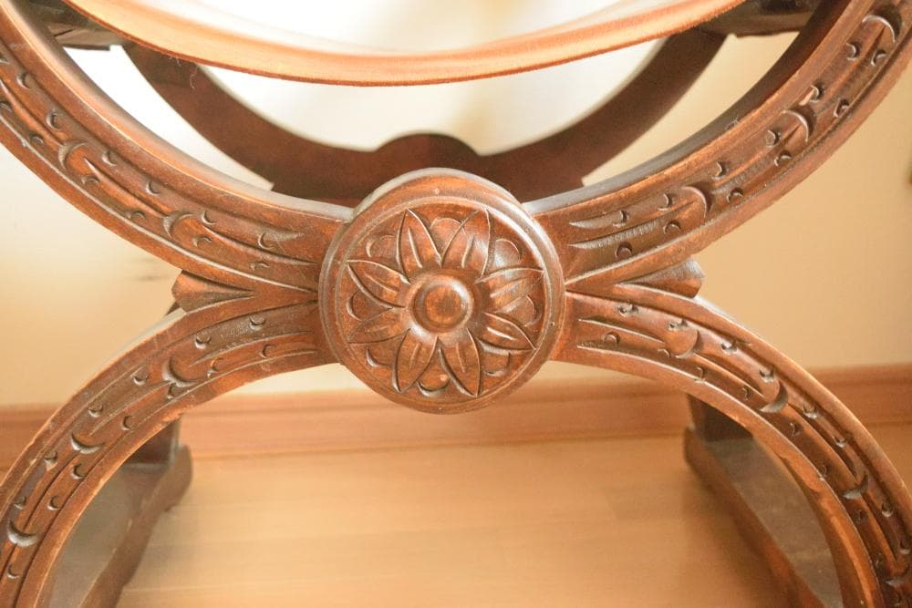 【ヴィンテージ】ダンテスカチェア サボナローラチェア 本革張り アンティーク家具