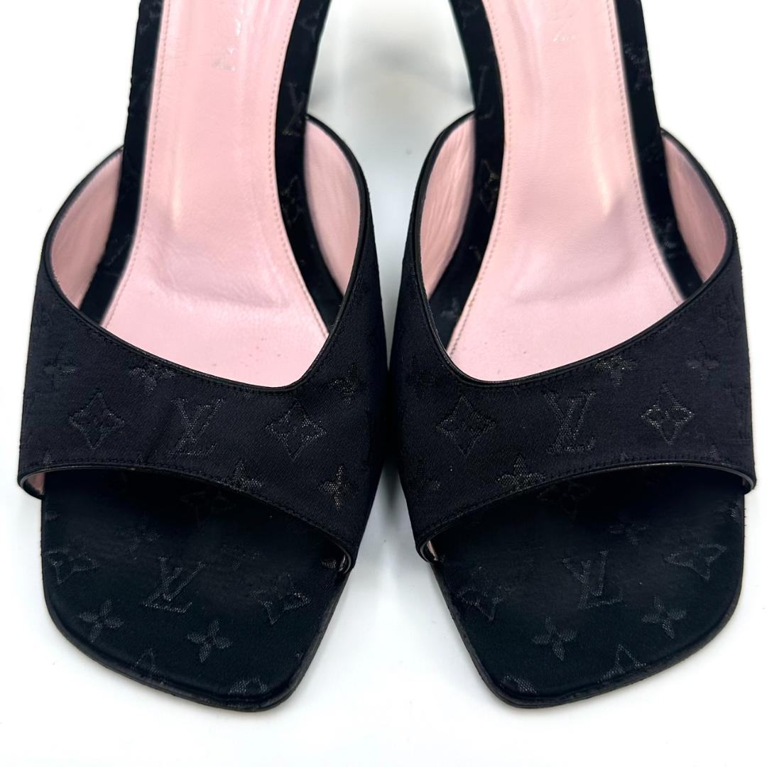 LOUIS VUITTON ミュール サンダル モノグラム LVロゴ ブラック