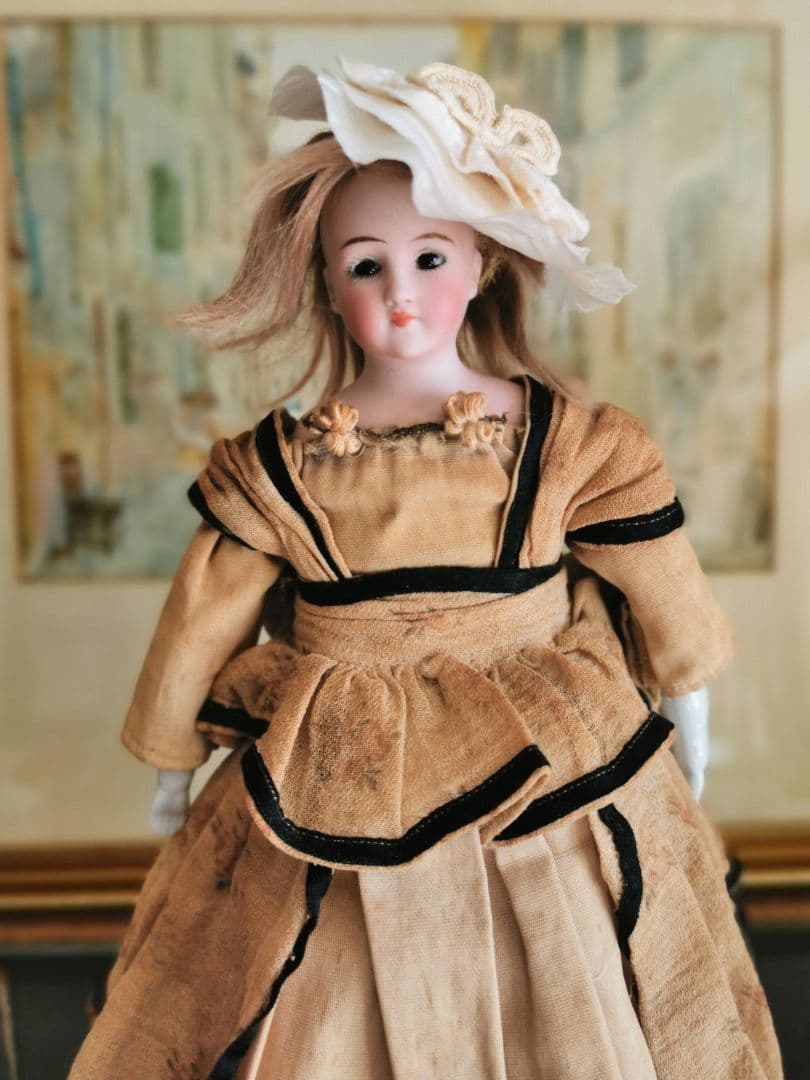 アンティーク シモンハルビック ファッションビスクドール 陶器手脚人形 鬘ボネ付