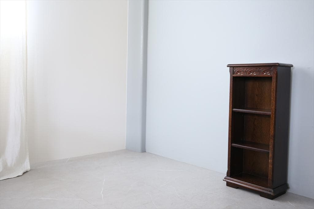 英国アンティーク木製ブックシェルフ/本棚/食器棚/飾り棚/収納ラック(92-73