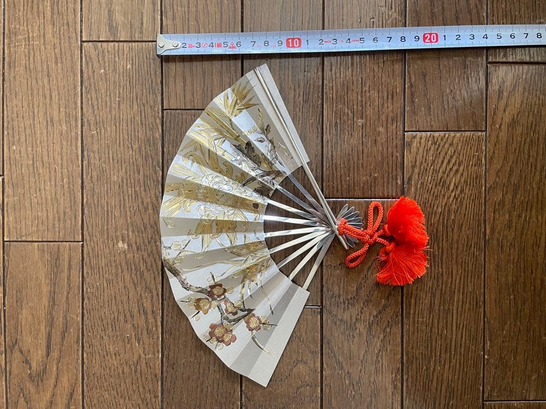 武比古作 純銀製の扇子の置物