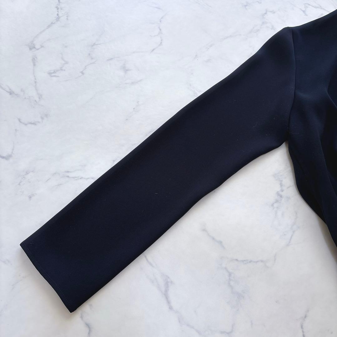 【美品】23AW YOKOCHAN ロングスリーブ バックフリル ブラウス 紺