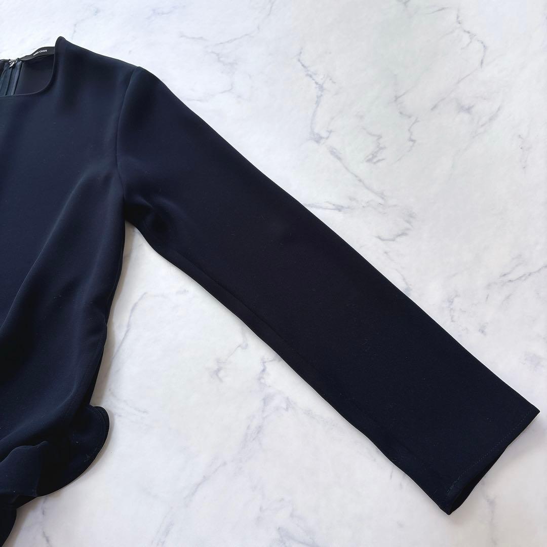 【美品】23AW YOKOCHAN ロングスリーブ バックフリル ブラウス 紺