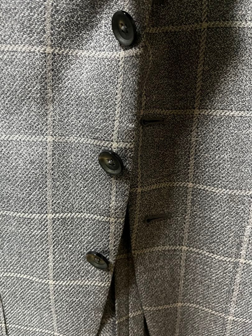 【美品】ISAIA イザイア　グレー　チェック　ビジネスジャケット　44 8C