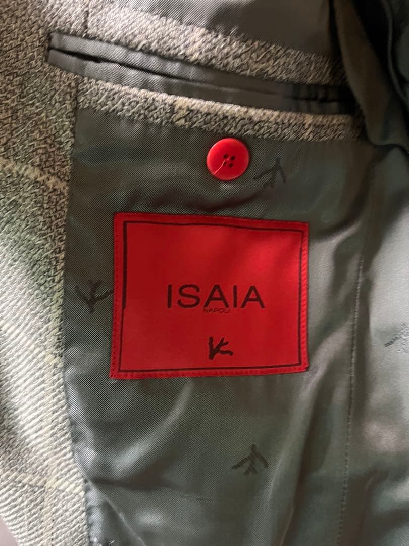 【美品】ISAIA イザイア　グレー　チェック　ビジネスジャケット　44 8C