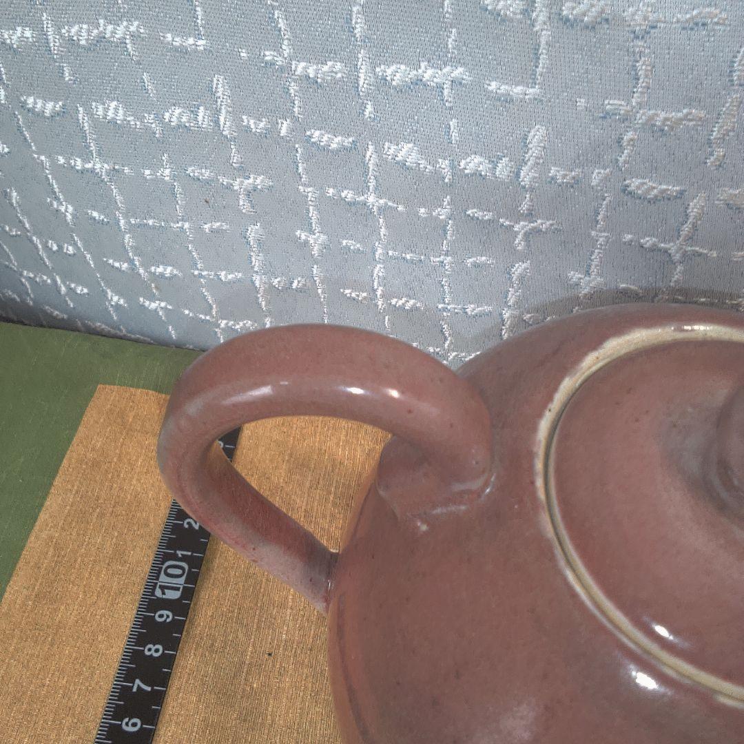赤褐色 陶器製 急須 骨董 美術 アンティーク 辰砂？ 笠間焼？ 甚八？