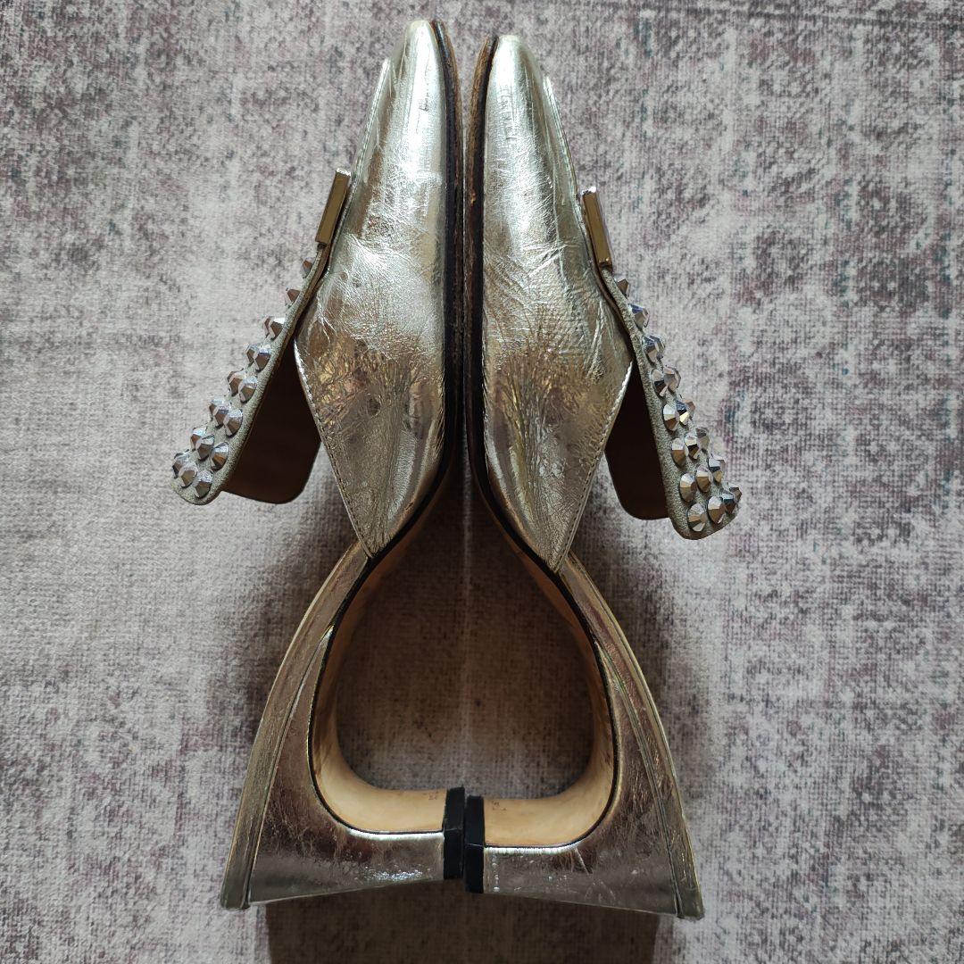 sergio rossi シルバー ストーン装飾 ミュール