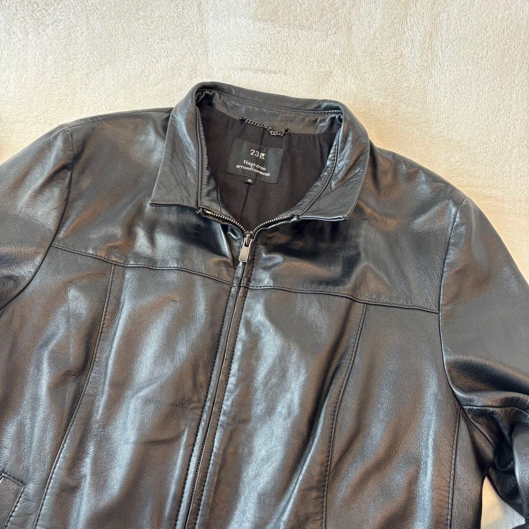 【極美品】23区 レザージャケット サイズ48 黒 羊革　ラムレザーライダース