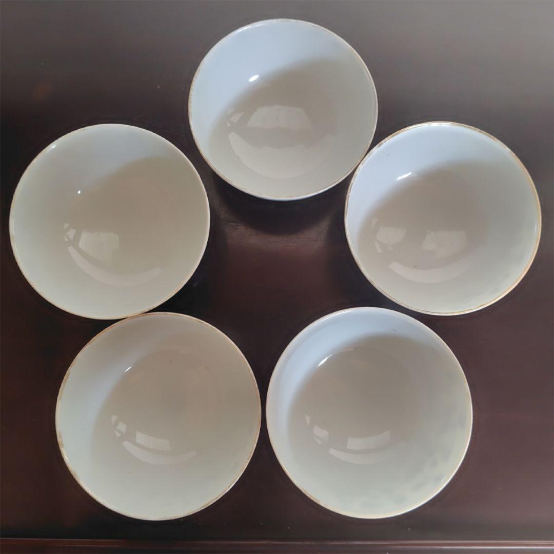 九谷焼　錦絵 金彩 蓋付き茶碗 飯茶碗 茶碗 5客 鳳凰 アンティーク 冬 春