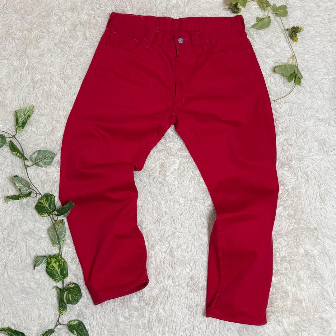 極美品　エヴィスゴルフ　ゴルフパンツ　カモメ　大きいサイズ　ゆるだぼ　赤