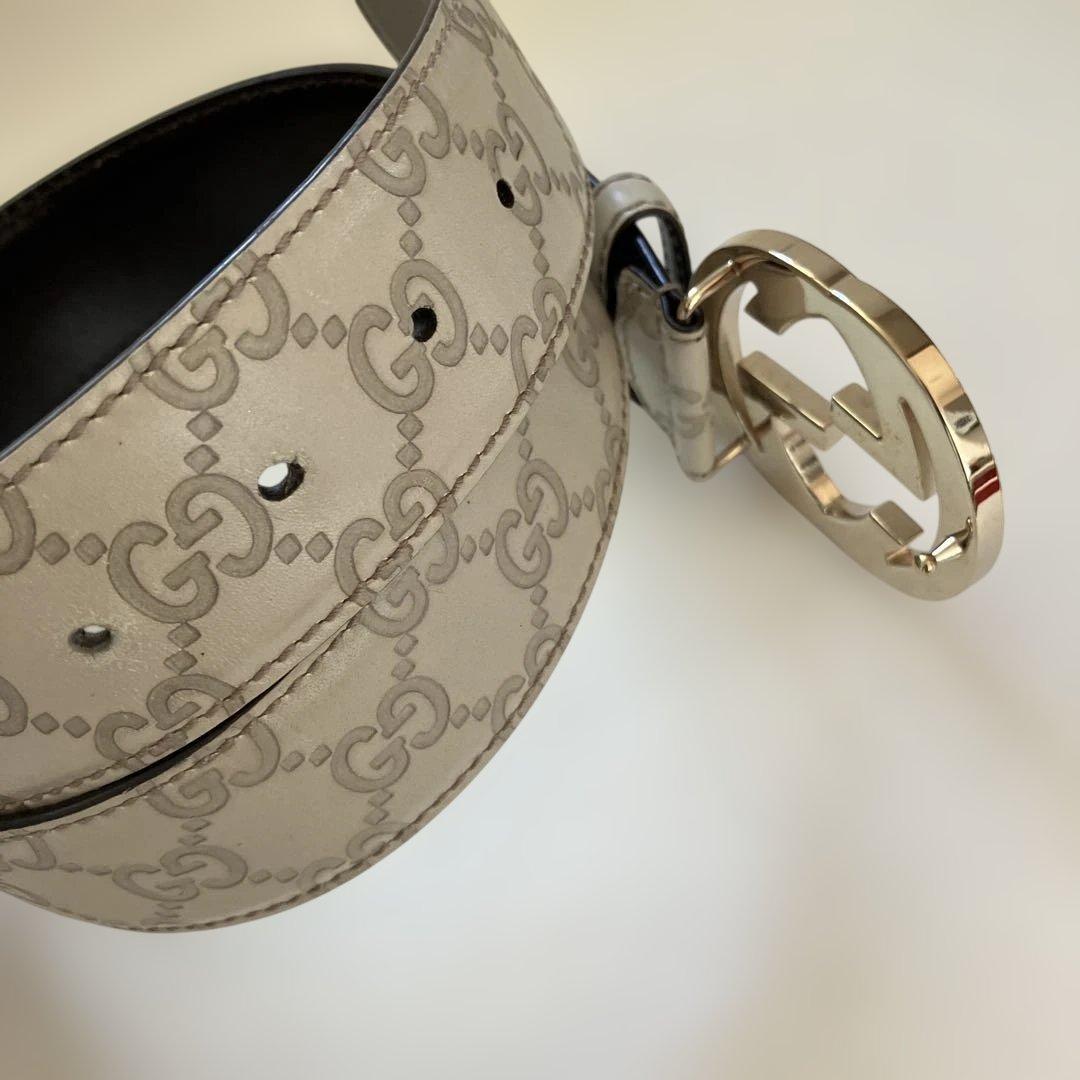 GUCCI オフホワイト　GGパターン レザーベルト