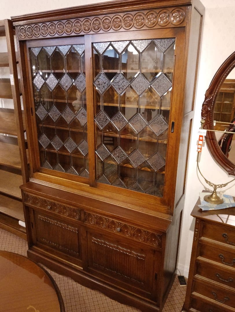 アンティーク調カップボード 全国配送設置料無料 新品 飾り棚 イギリス 英国