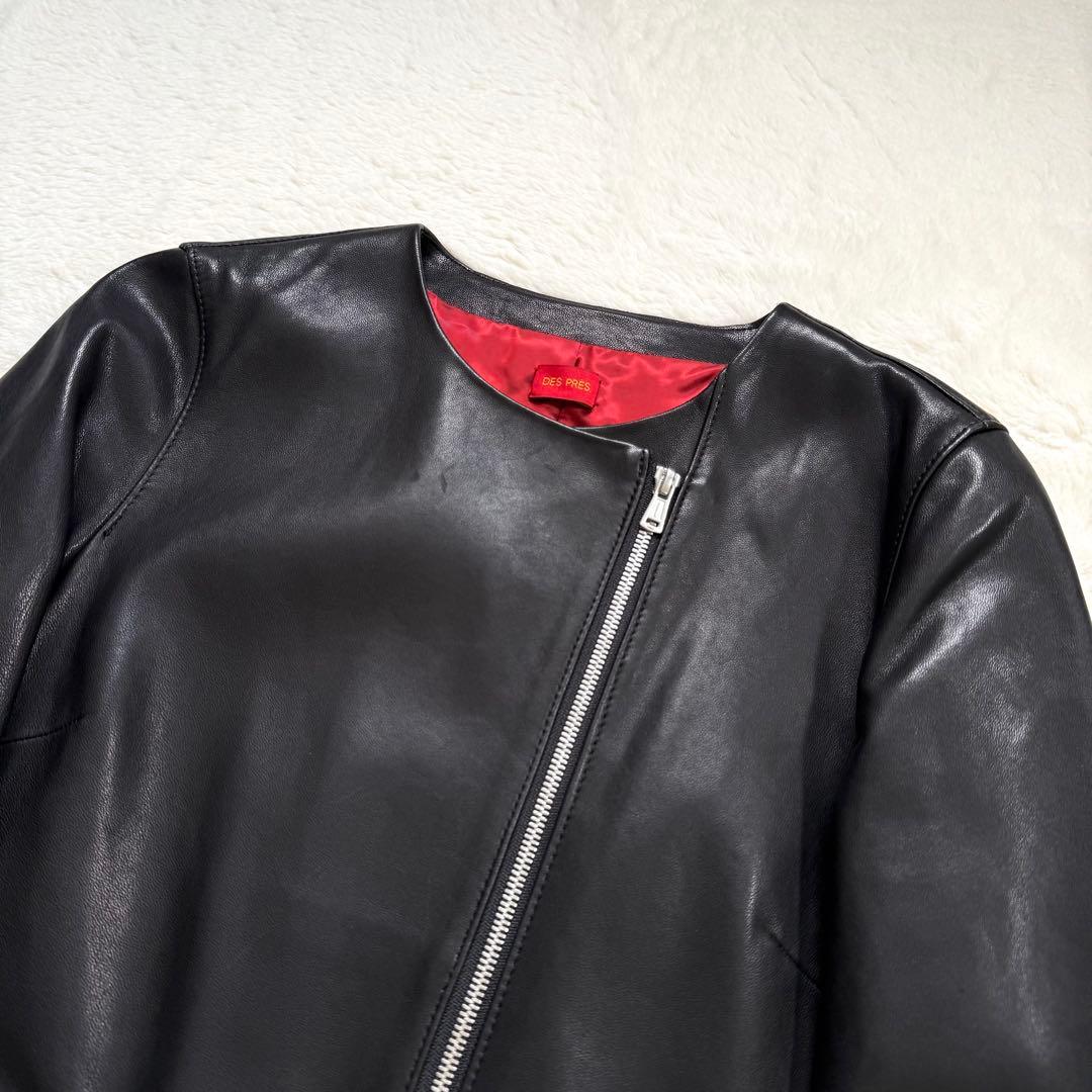 【美品】デプレ DES PRES ラムレザー ノーカラージャケット ブラック M