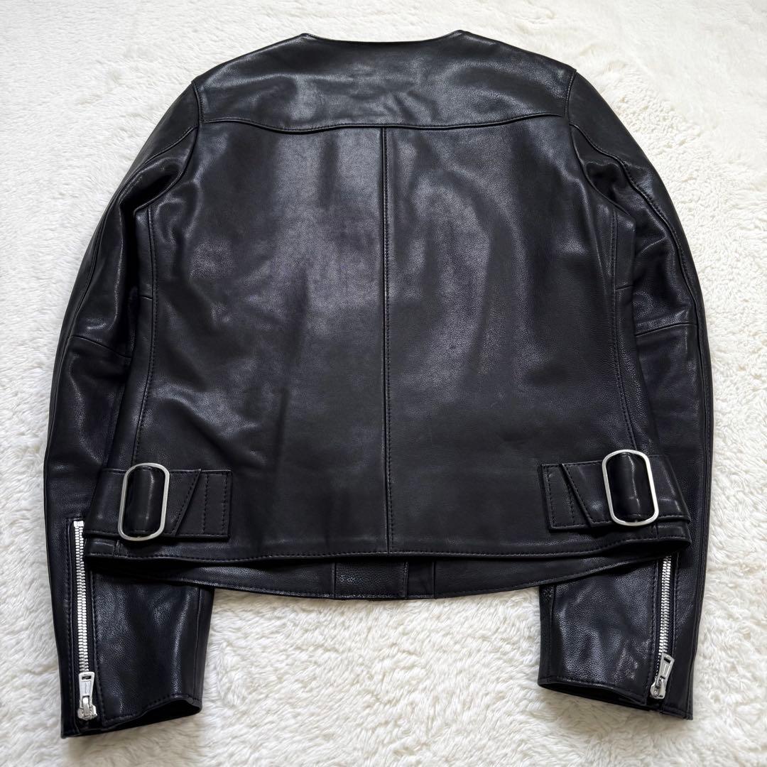 【美品】デプレ DES PRES ラムレザー ノーカラージャケット ブラック M