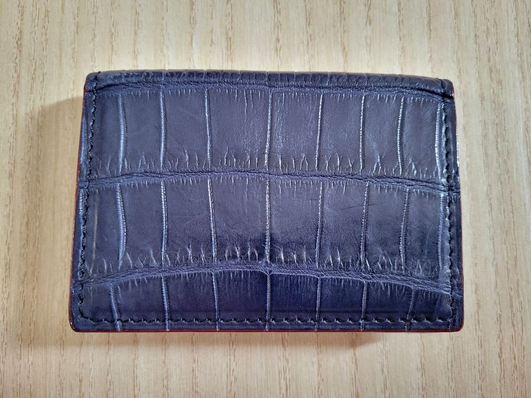 馬車道今井 クロコダイル レザー名刺入れ・カードケース ネイビー 定価12万