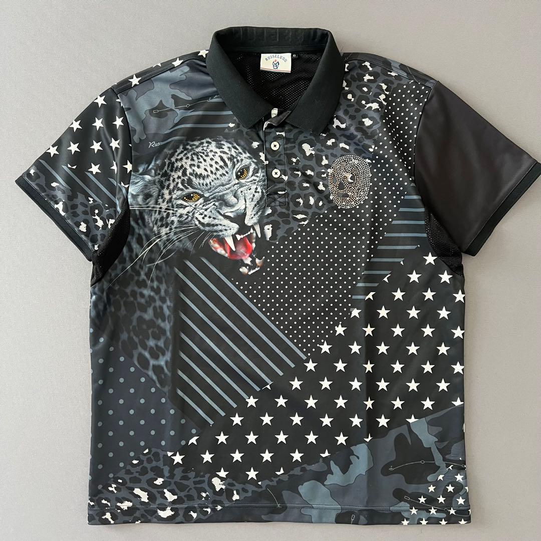 Russeluno ラッセルノ　ヒョウ柄　レオパード　ポロシャツ　メンズ　ゴルフ