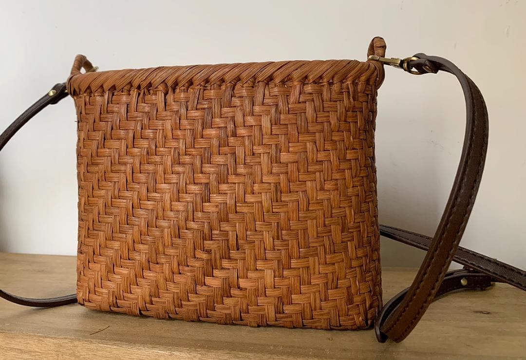山葡萄 かごバッグ 網代編み 籠 内布付き 長いショルダーストラップ