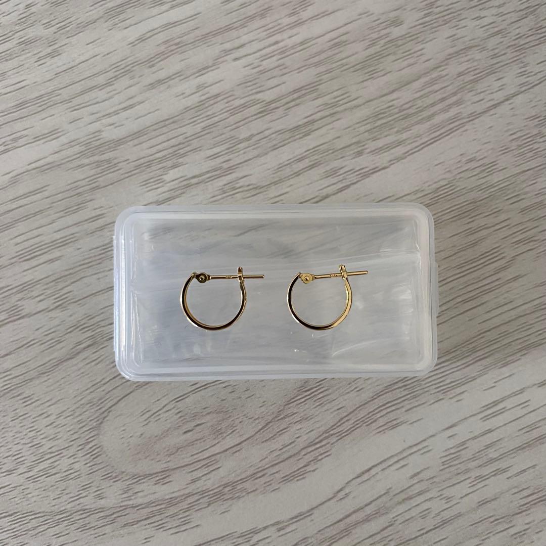 K18 イエローゴールド 角ミゾ フープピアス